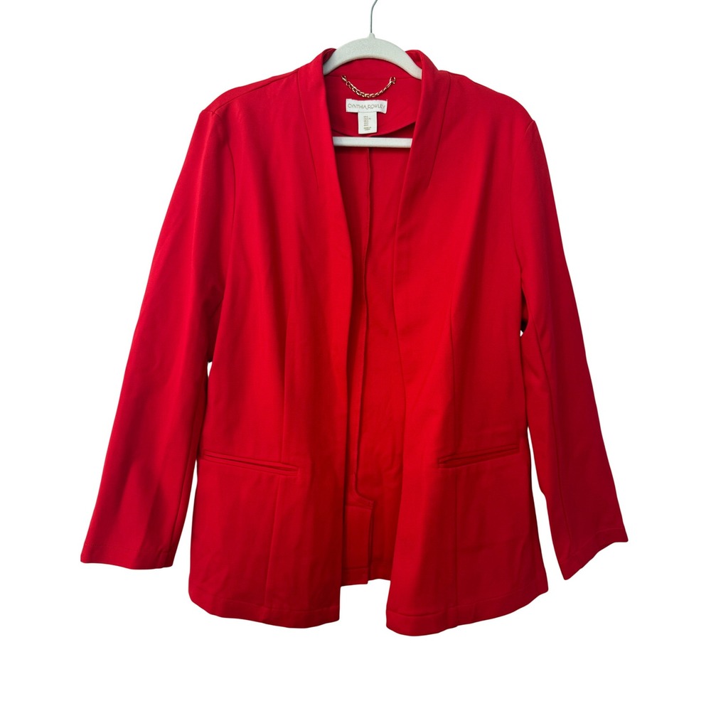 Cynthia Rowley Women's Red Open Front‎ Ponte Knit Blazer Jacket Large NWT
